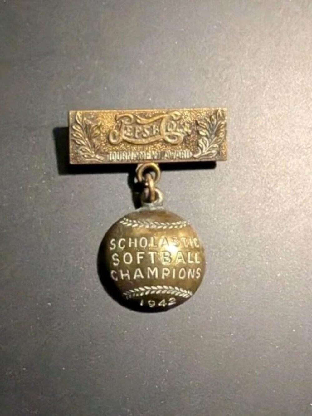 Vintage Pepsi Cola Tournament Award Scholastic Softball Champion 1942